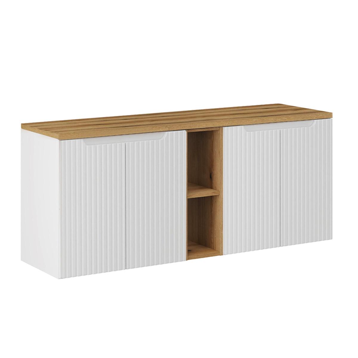 WASCHTISCHUNTERSCHRANK 140.4cm Riva Weiß und Holz - Weiß, Holzwerkstoff (140.4/59.5/40cm) - Petits-meubles