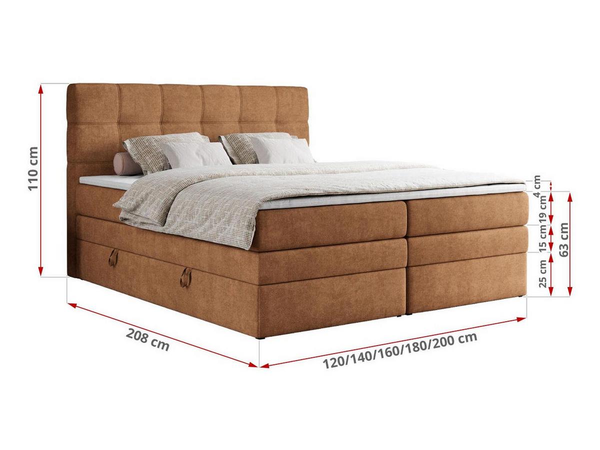 BOXSPRINGBETT ERNI KING 140/200 Orange Struktur - H3 - Orange, Holz/Textil (140/200cm) - MKS