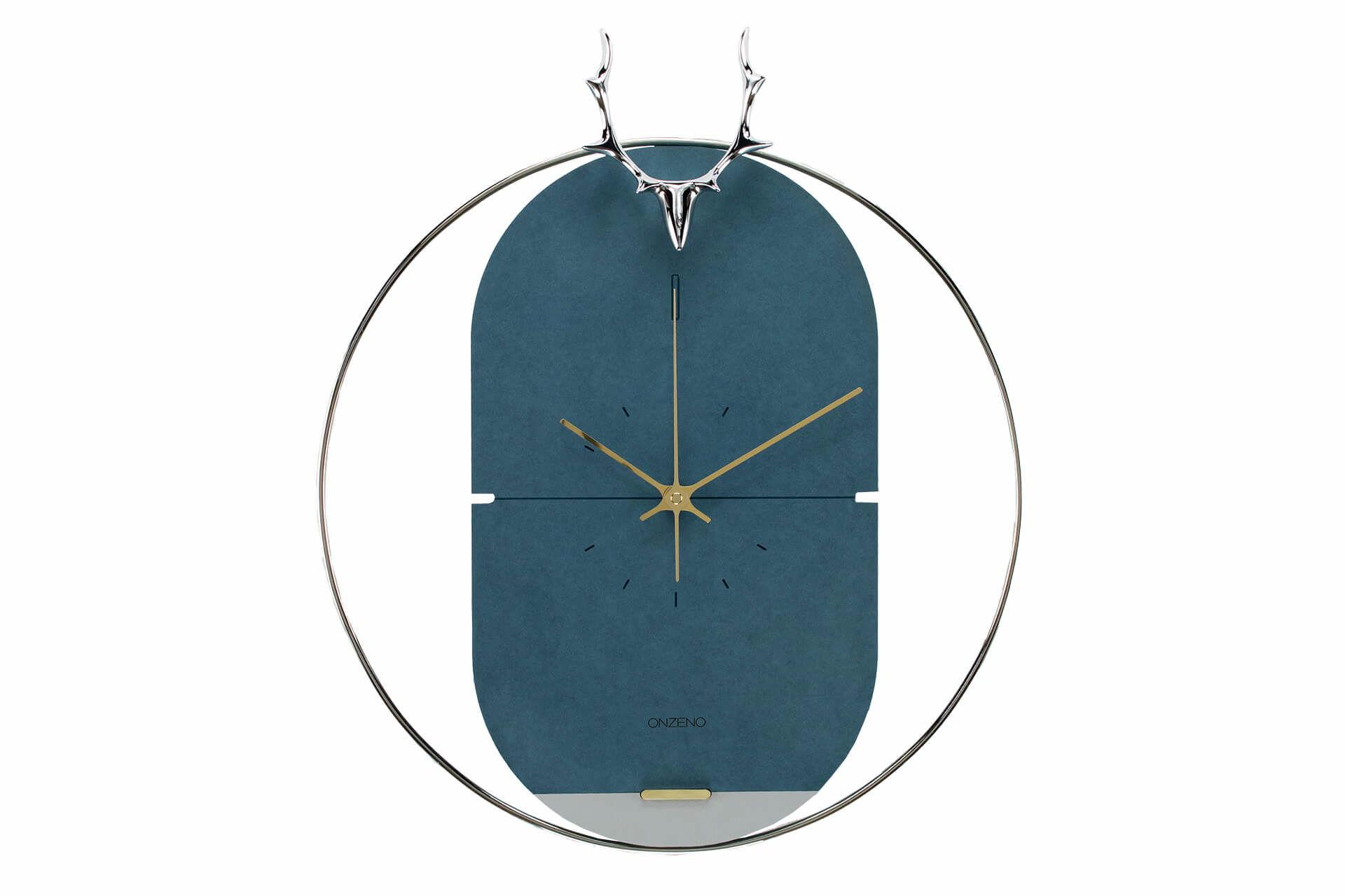 WANDUHR Design Blau 46/51 cm - Blau, Holzwerkstoff/Metall (45.5/50.8/2cm) - ONZENO