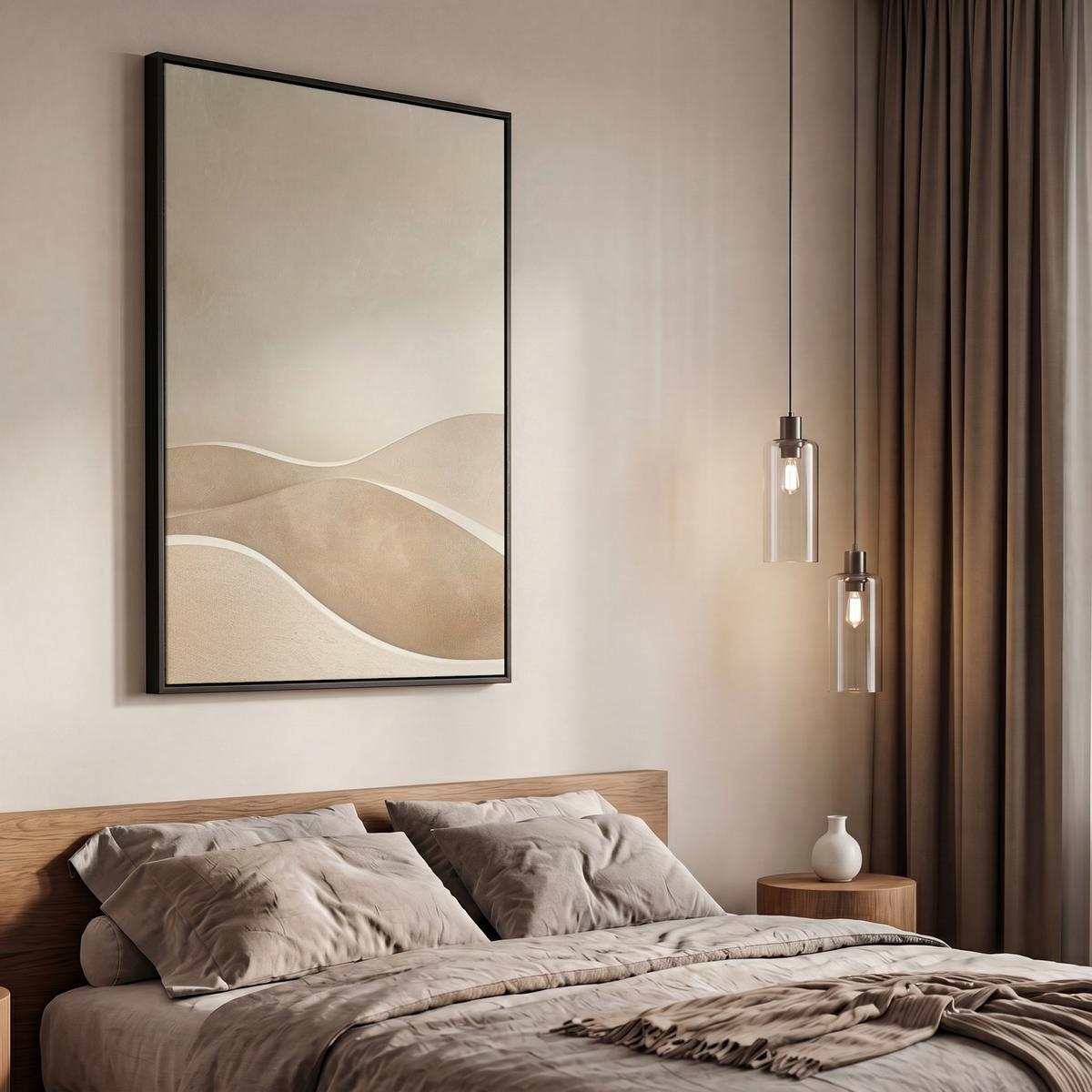LEINWAND Bilder mit Rahmen - Beige - Natur - Abstrakt - Modern - 60x90 - Beige, Textil (60/90cm) - MuchoWow