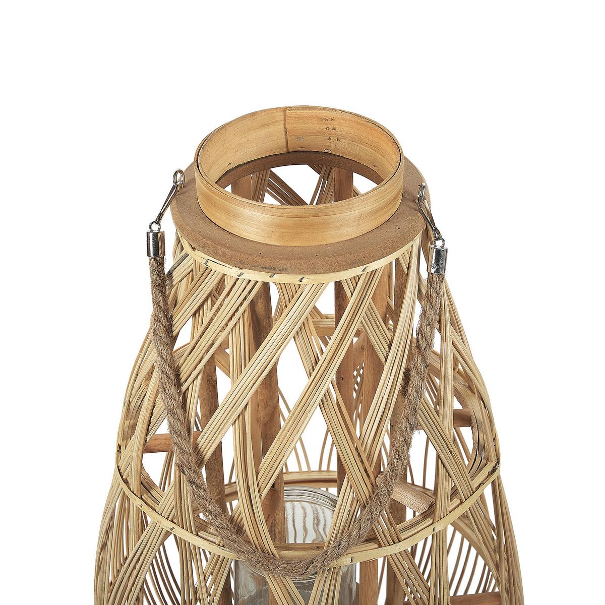 LATERNE Heller Holzfarbton Tonga - Hellbraun, Holz (34/56/34cm) - Beliani