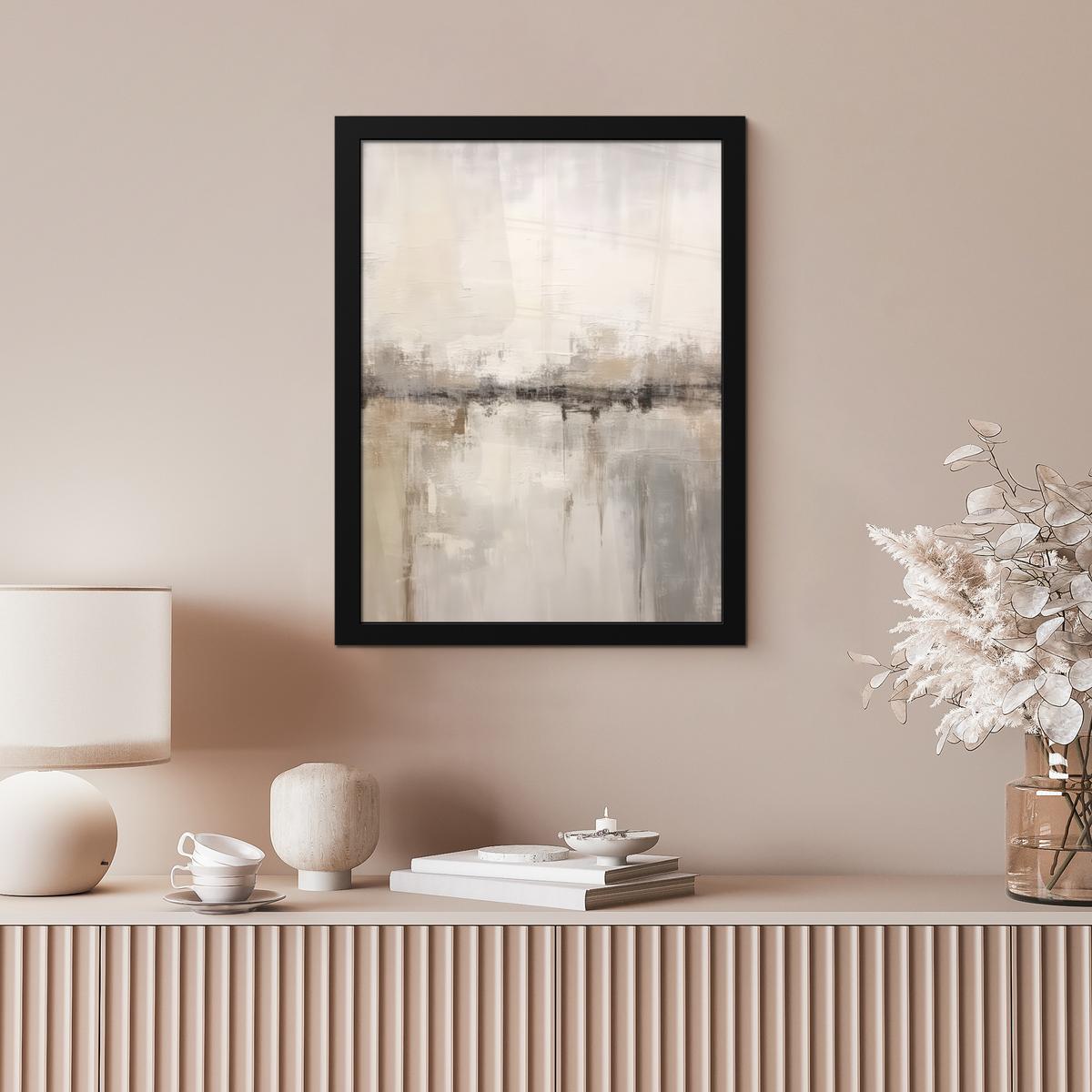 POSTER MIT RAHMEN Moderne Kunst - Abstrakt - Beige Bilderrahmen 30x40 cm - Beige, Papier (30/40cm) - MuchoWow