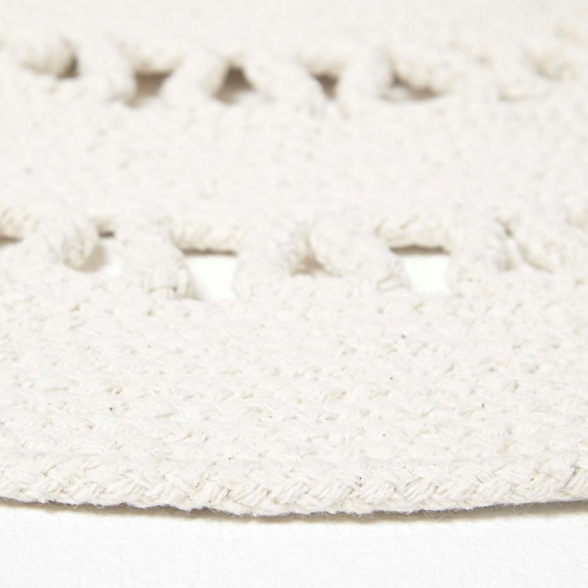 TEPPICH geflochten rund mit Häkel-Muster 70 cm - Creme, Textil (70/70cm) - Homescapes