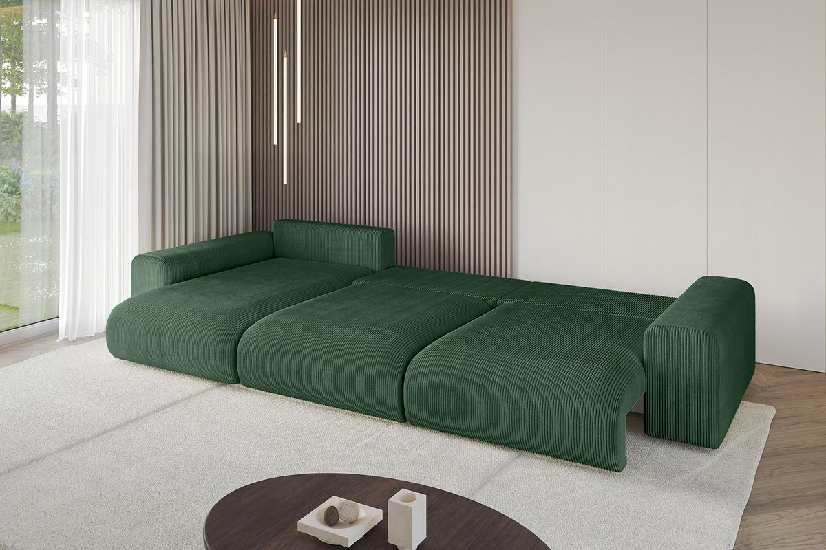 ECKSOFA Ottomane links ESKAR-L2 364x176x72 Grün Cord - Schwarz/Grün, Holzwerkstoff/Kunststoff (364/176cm) - ALTDECOR