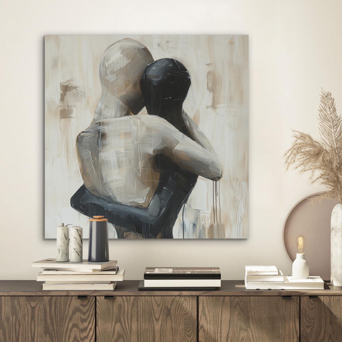 AKUSTIKBILD Abstrakt - Liebe - Schwarz und weiß - Modern Wandbilder 60x60 cm - Schwarz, Kunststoff (60/60/0.9cm) - MuchoWow