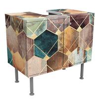 WASCHBECKENUNTERSCHRANK Türkise Geometrie goldenes Art Deco 60/55/35 cm - Goldfarben, Holzwerkstoff (60/55/35cm) - Bilderwelten