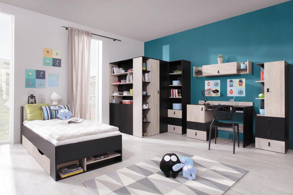 DREHTÜRENSCHRANK ISEO 135/190/135cm 2-türig Weiß - Blau/Weiß, Holzwerkstoff (135/190/135cm) - MASSENO