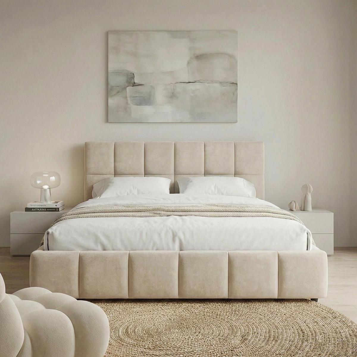POLSTERBETT EMILIA 140x200 cm cremeweiß - Creme, Textil (140/200cm) - IDIMEX