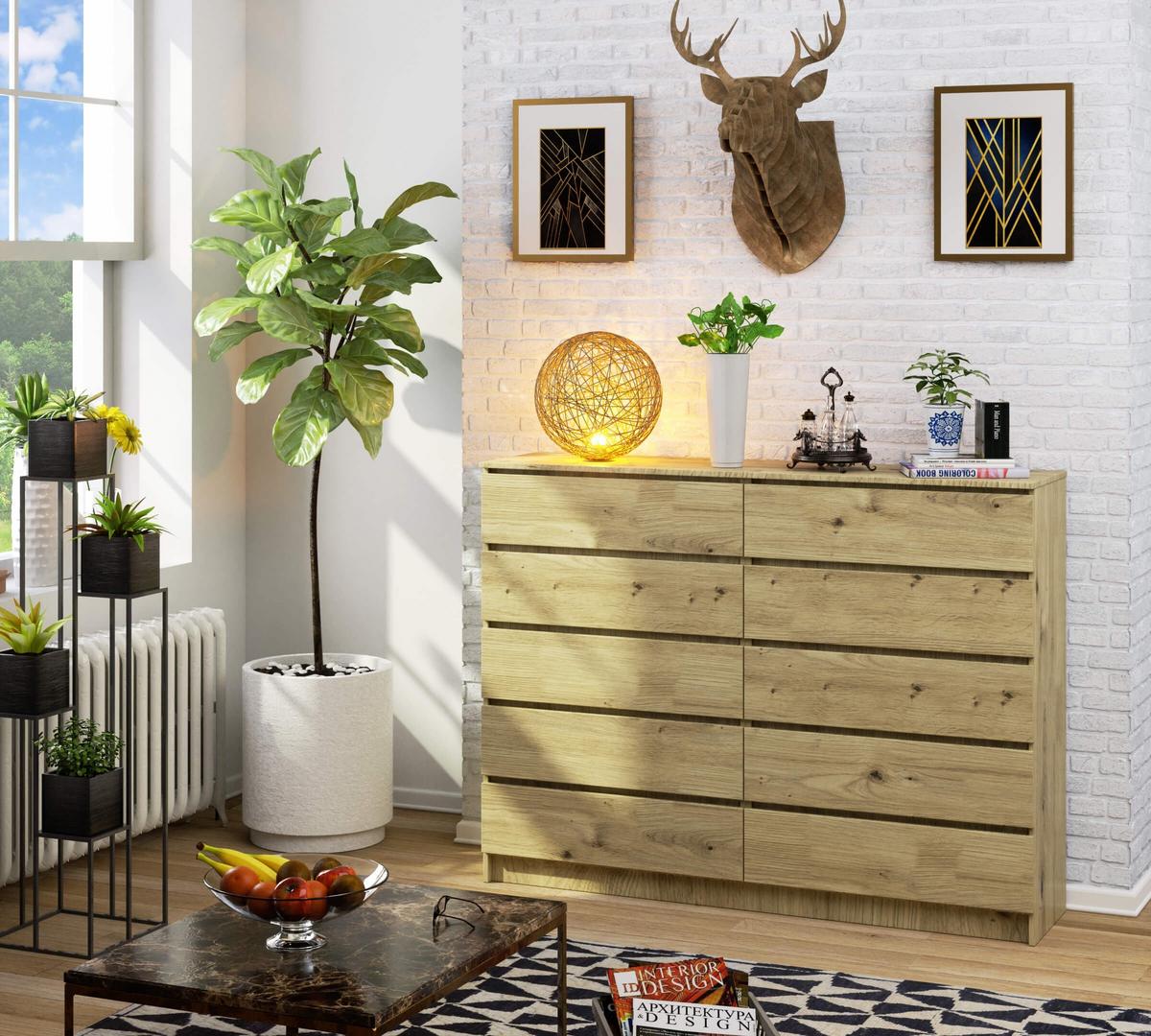KOMMODE Eiche Artisan 121/160/40 - Eiche Artisan, Holzwerkstoff (160/121/40cm) - RAUMHIRSCH FURNITURE