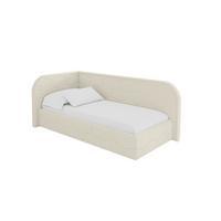 EINZELLBETT Jugendbett mit Bettkasten und Matratze H3/H4, Rechts - JAXY 80x200 Beige - Perlmutt, Holzwerkstoff/Textil (80/200cm) - ALTDECOR