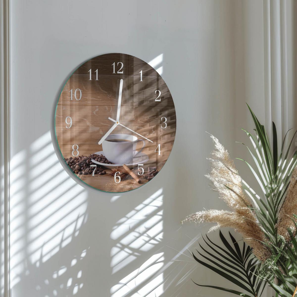 WANDUHR aus Glas Ø30 cm - Kaffee - Braun, Glas (30/30/0.4cm) - TULUP