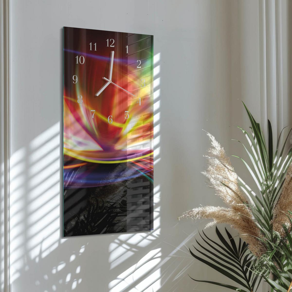 WANDUHR aus Glas 30x60 cm - Abstrakte Kunst - Multicolor, Glas (30/60/0.4cm) - TULUP