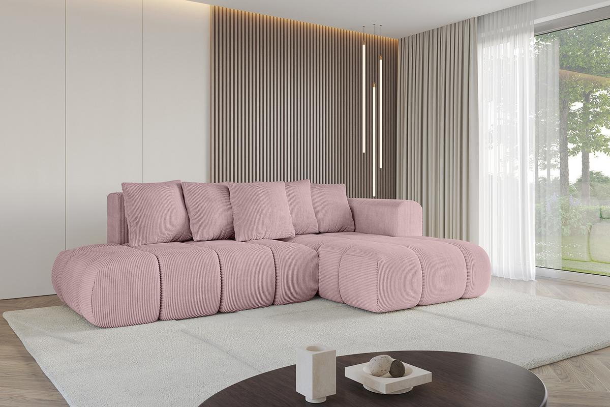 ECKSOFA Ottomane Rechts CLOUD-L-v1 280x185x90 Rosa Cord - Rosa, Holzwerkstoff/Kunststoff (185/280cm) - ALTDECOR