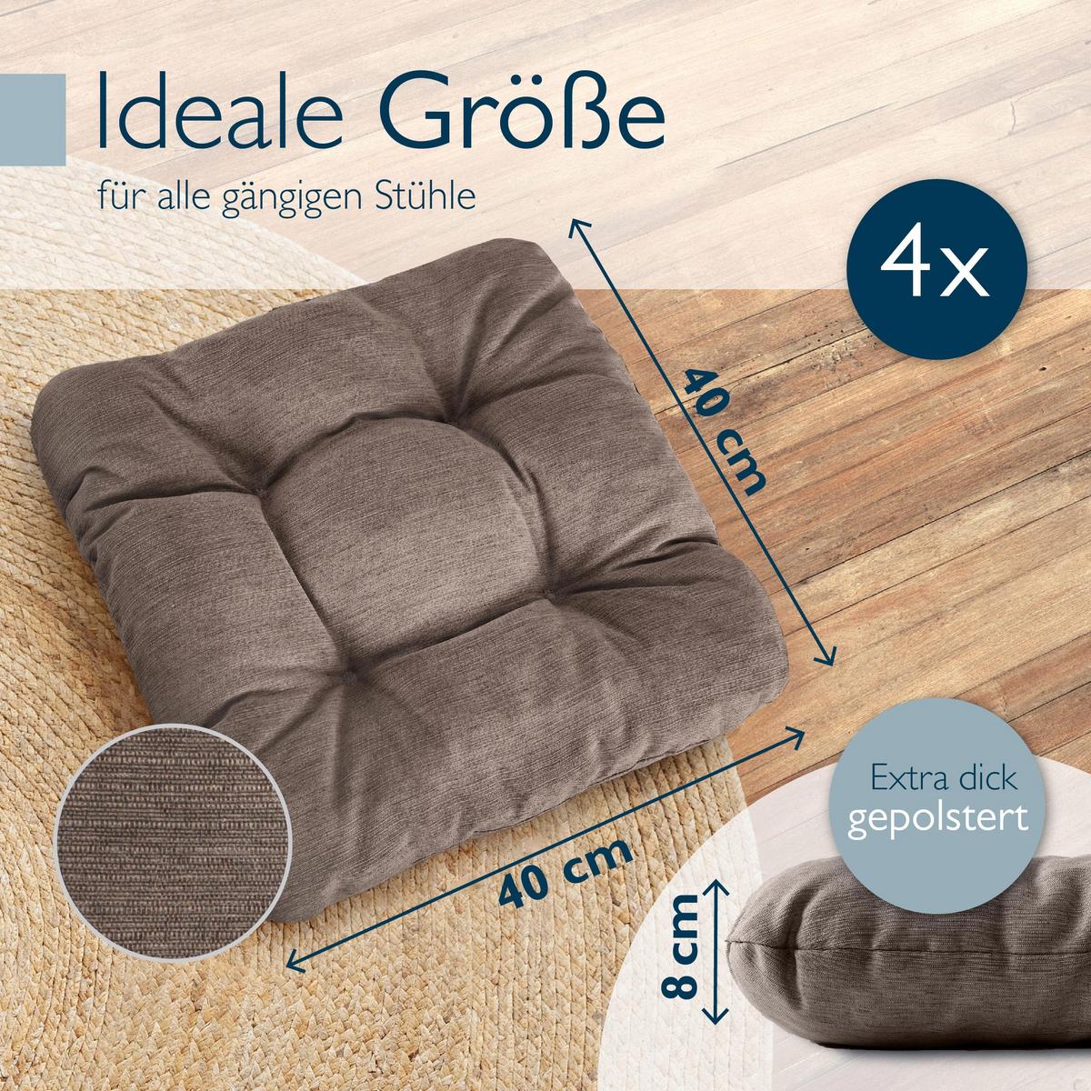 STUHLKISSEN HighLux SK 40/40/8cm Taupe (4tlg) - Taupe, Textil (40/40/32cm) - Beautissu 