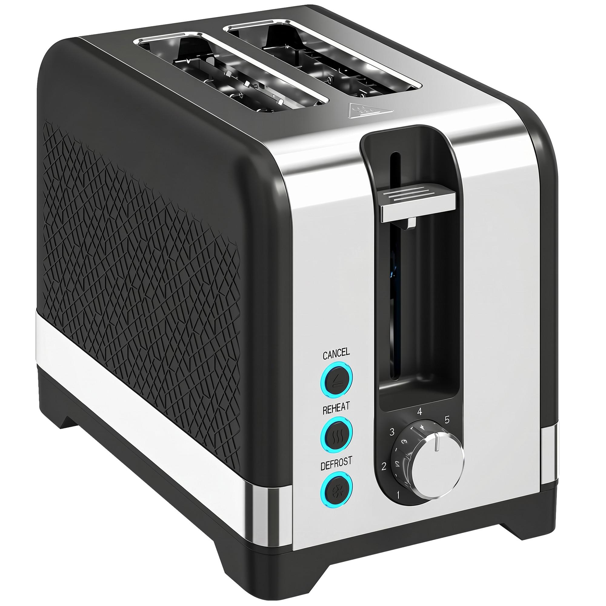 TOASTER Kunststoff Schwarz - Schwarz, Kunststoff (15.6/18.9/26.4cm) - HOMCOM