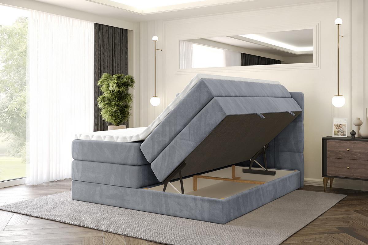 BOXSPRINGBETT mit Matratze H3|H4 und Lattenrost - LIRO KING-200x200 - Grau Casablanca - Grau, Holzwerkstoff (200/200cm) - ALTDECOR
