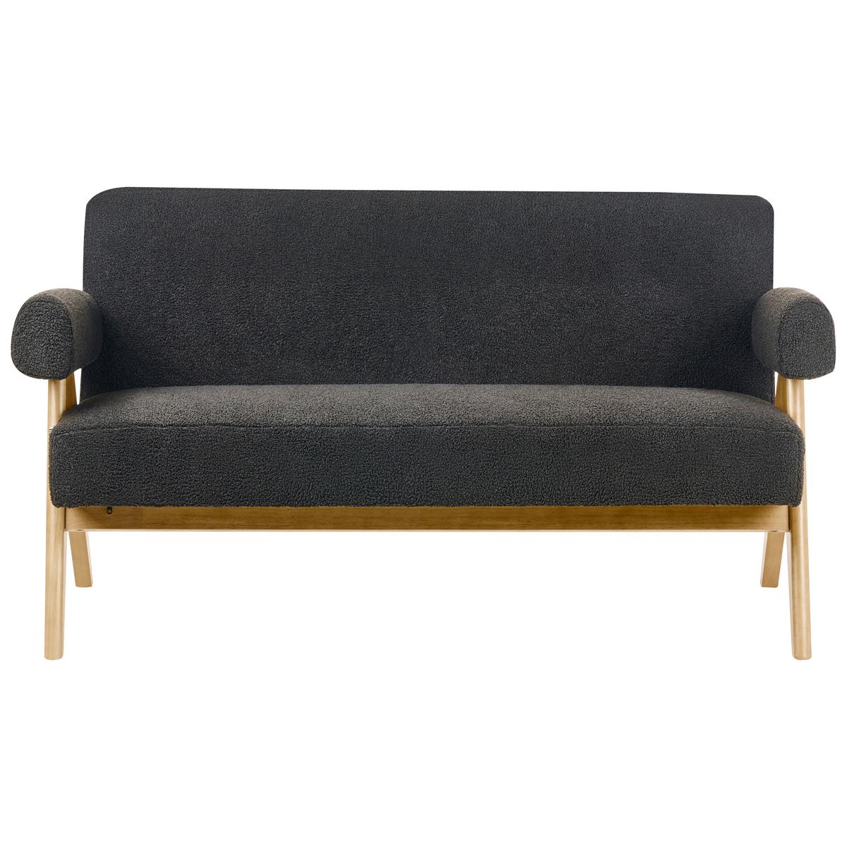 SOFA-SET Bouclé Schwarz/Hellbraun Tamre - Schwarz/Braun, Textil (148/79/78cm) - Beliani