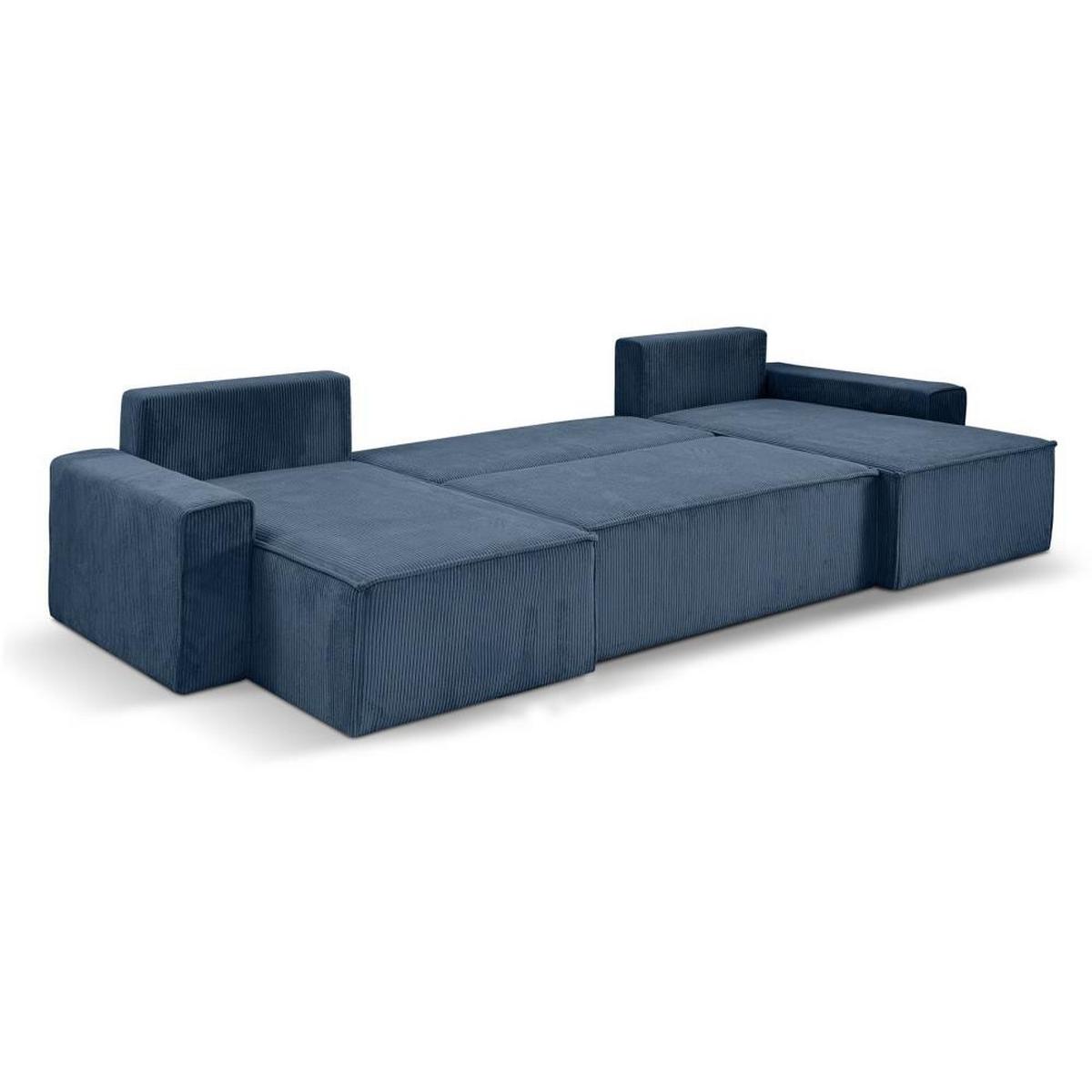 WOHNLANDSCHAFT Hektor U mit Schlaffunktion dunkelblau - Schwarz/Dunkelblau, Kunststoff/Textil (377/94/152cm) - Beautysofa