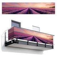 BALKON-SICHTSCHUTZ Lavendelfeld - Sonnenuntergang - Lila - Blumen Deko XXL 500x110 cm - Violett, Kunststoff (500/110cm) - MuchoWow