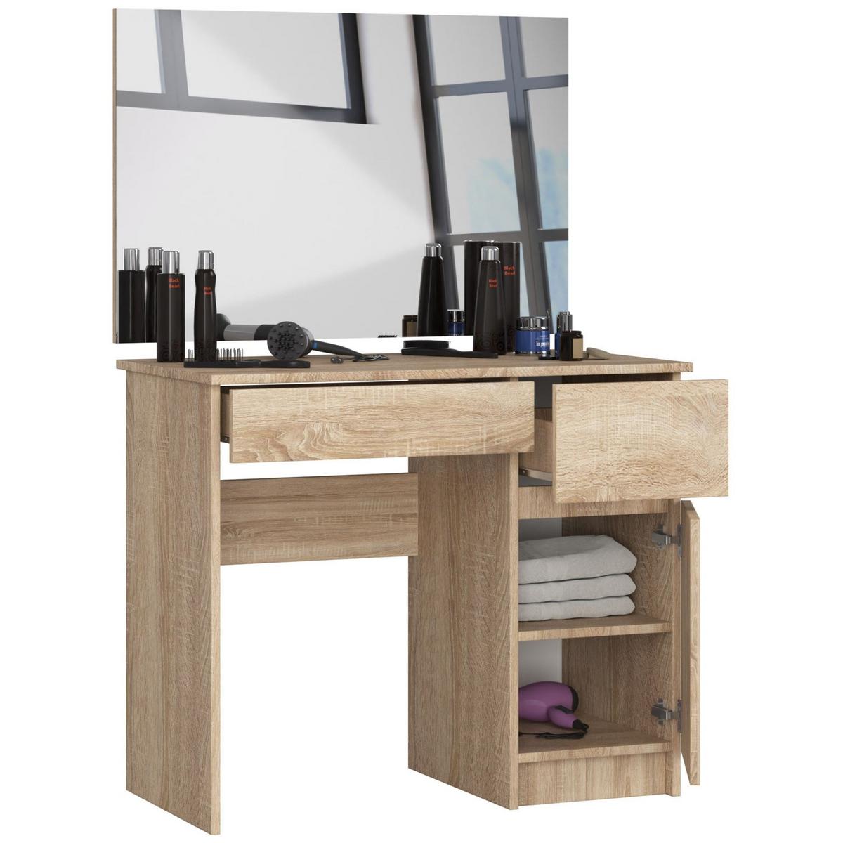 SCHMINKTISCH mit Spiegel - Sonoma Eiche, Holzwerkstoff (90/142/50cm) - RAUMHIRSCH FURNITURE