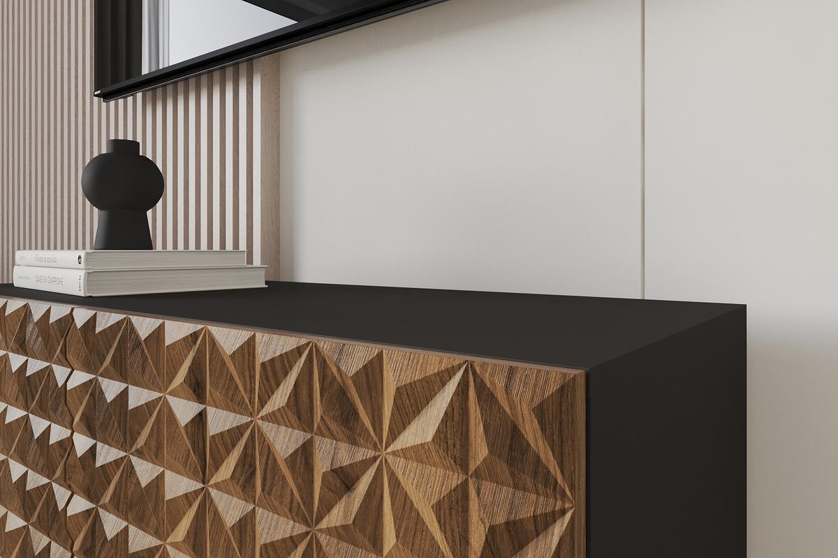 LOWBOARD VIRA-W 100x40x40 cm - Schwarz / Katania - Eiche Wotan, Holzwerkstoff (100/40/40cm) - ALTDECOR