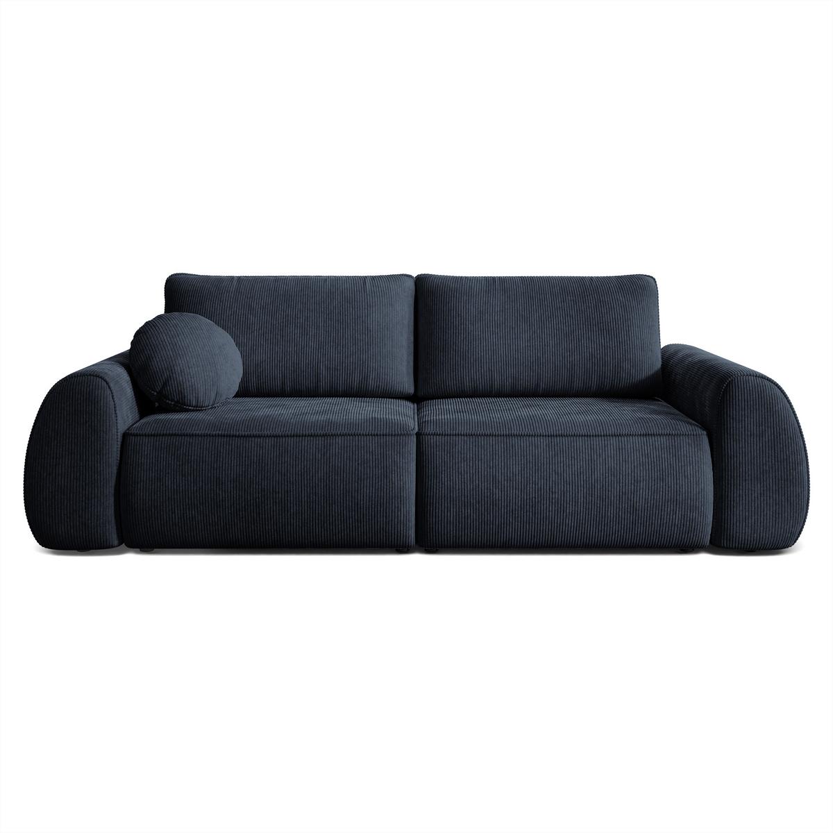 BETTSOFA ZEFEO Schwarz Kordstoff mit Schlaffunktion - Schwarz, Textil (264/96/106cm) - MASSENO
