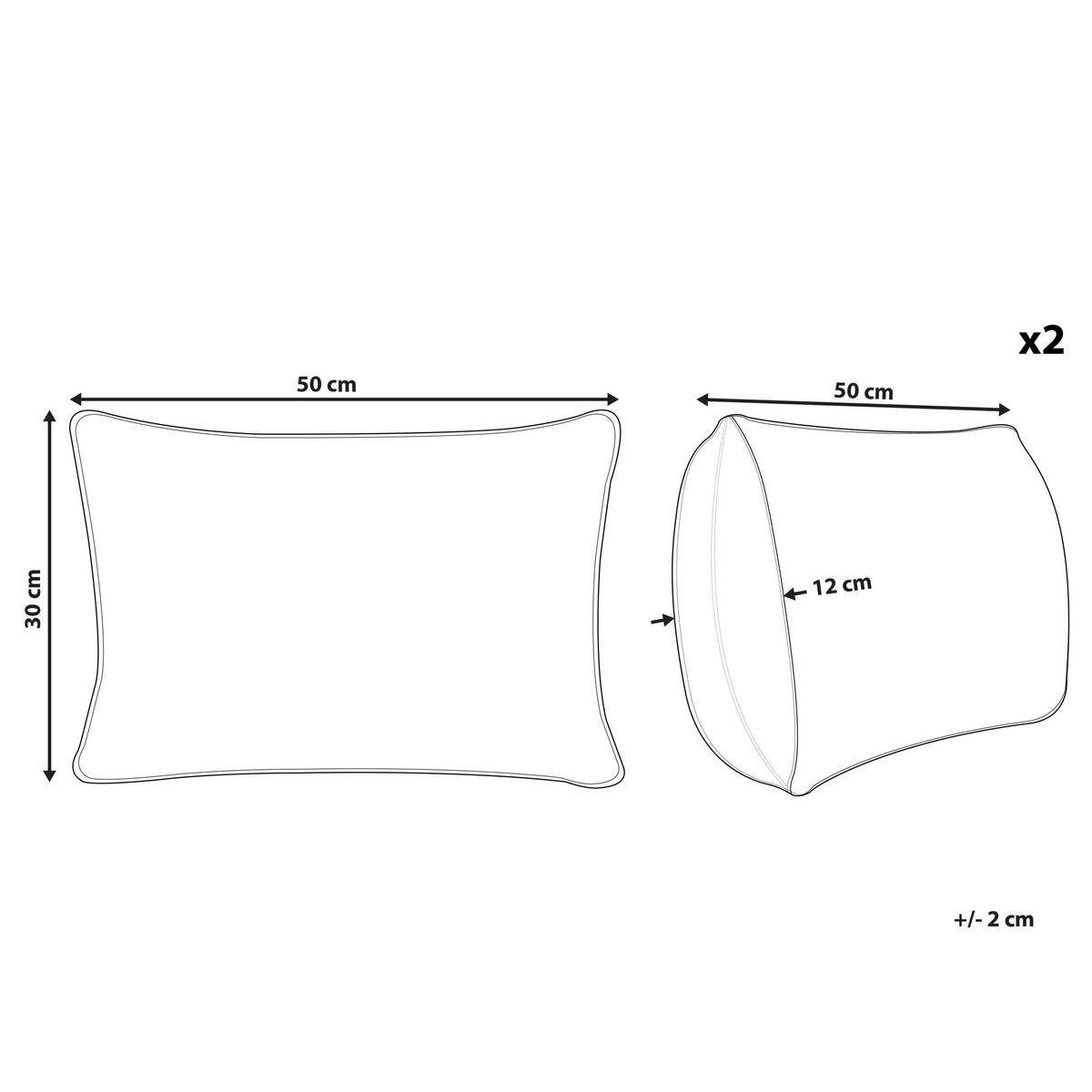 GARTENKISSEN 2er-Set Grün 30/50 cm Meadow - Weiß/Grün, Textil (50/12/30cm) - Beliani