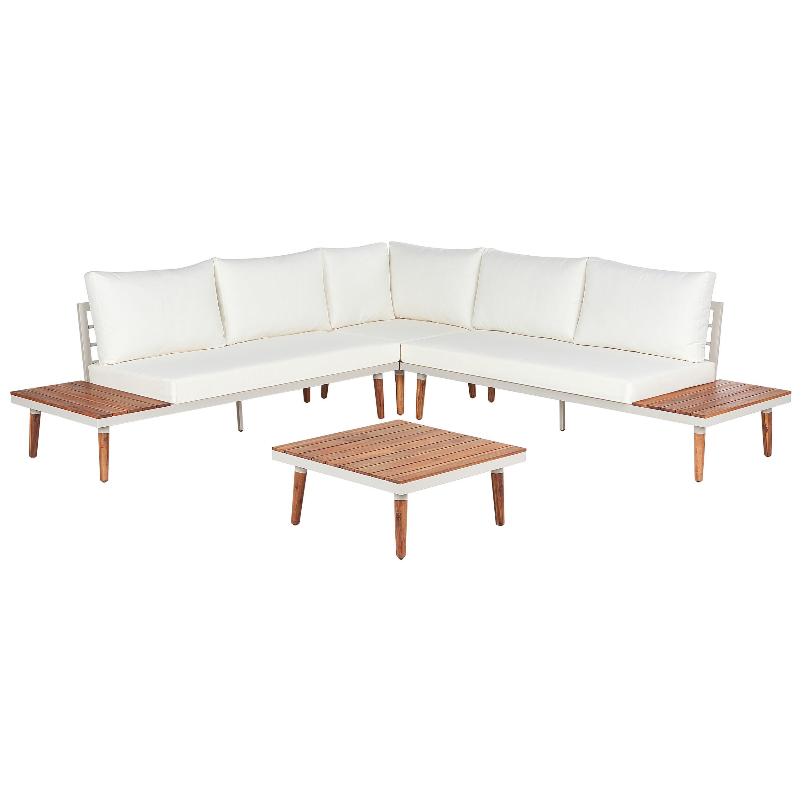 LOUNGE-SET 5-Sitzer Akazienholz cremeweiß Corato - Creme, Holz - Beliani