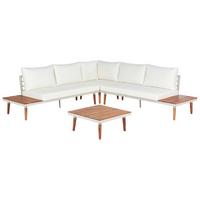 LOUNGE-SET 5-Sitzer Akazienholz cremeweiß Corato - Creme, Holz - Beliani