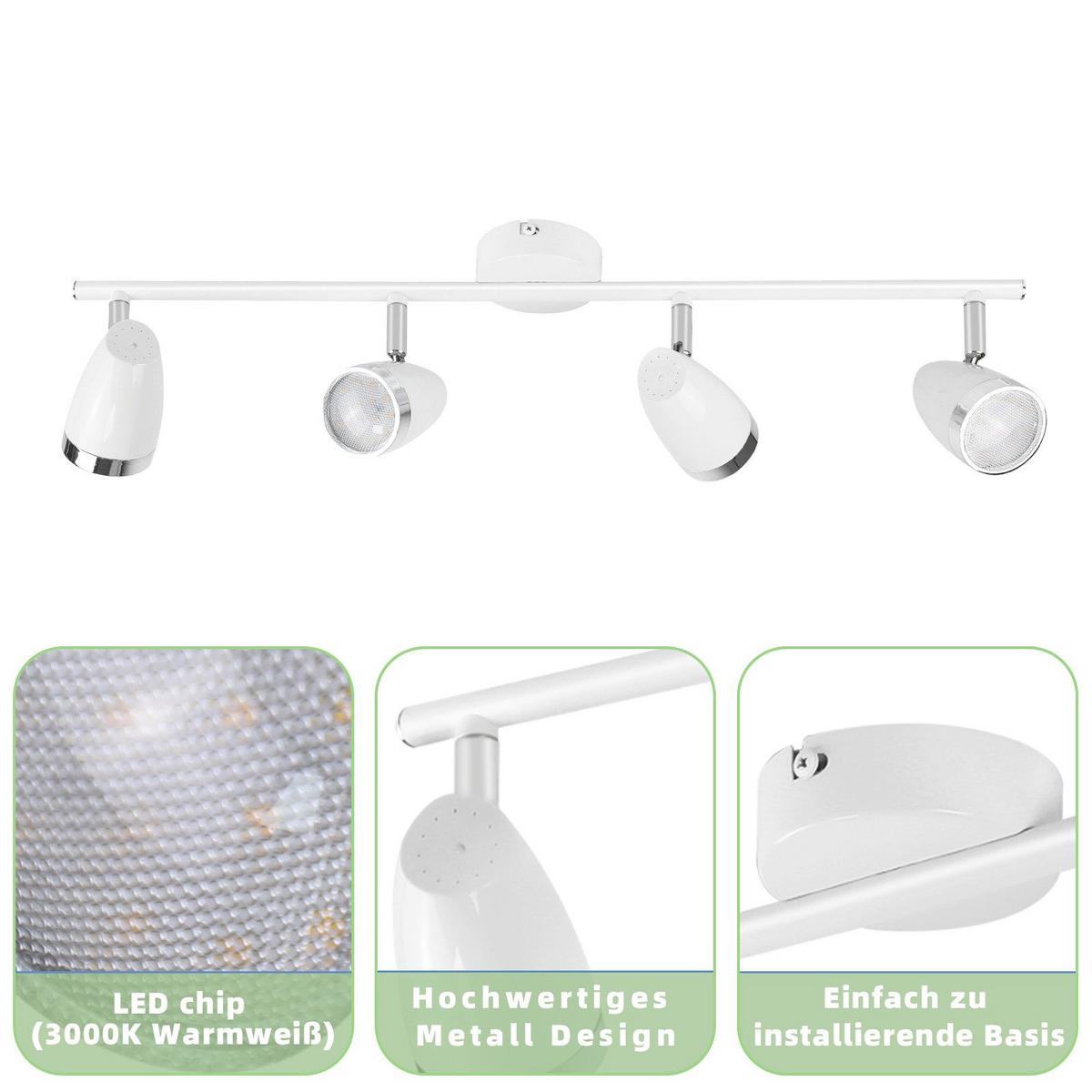 LED-DECKENSTRAHLER Leitch 4-flammig 60/15.5/80cm - Weiß, Metall (60/15.5/80cm) - Nettlife