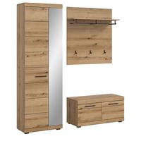 GARDEROBE Set 3-teilig Evoke Eiche 167 cm, Flurmöbel mit viel Stauraum - Eichefarben/Schwarz, Glas/Holzwerkstoff (167/197/40cm) - Inn.Furn