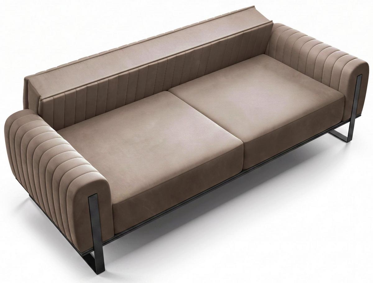 SOFA Parissa 228 cm - Beige/Schwarz, Textil/Metall (228/79/92cm) - Selsey