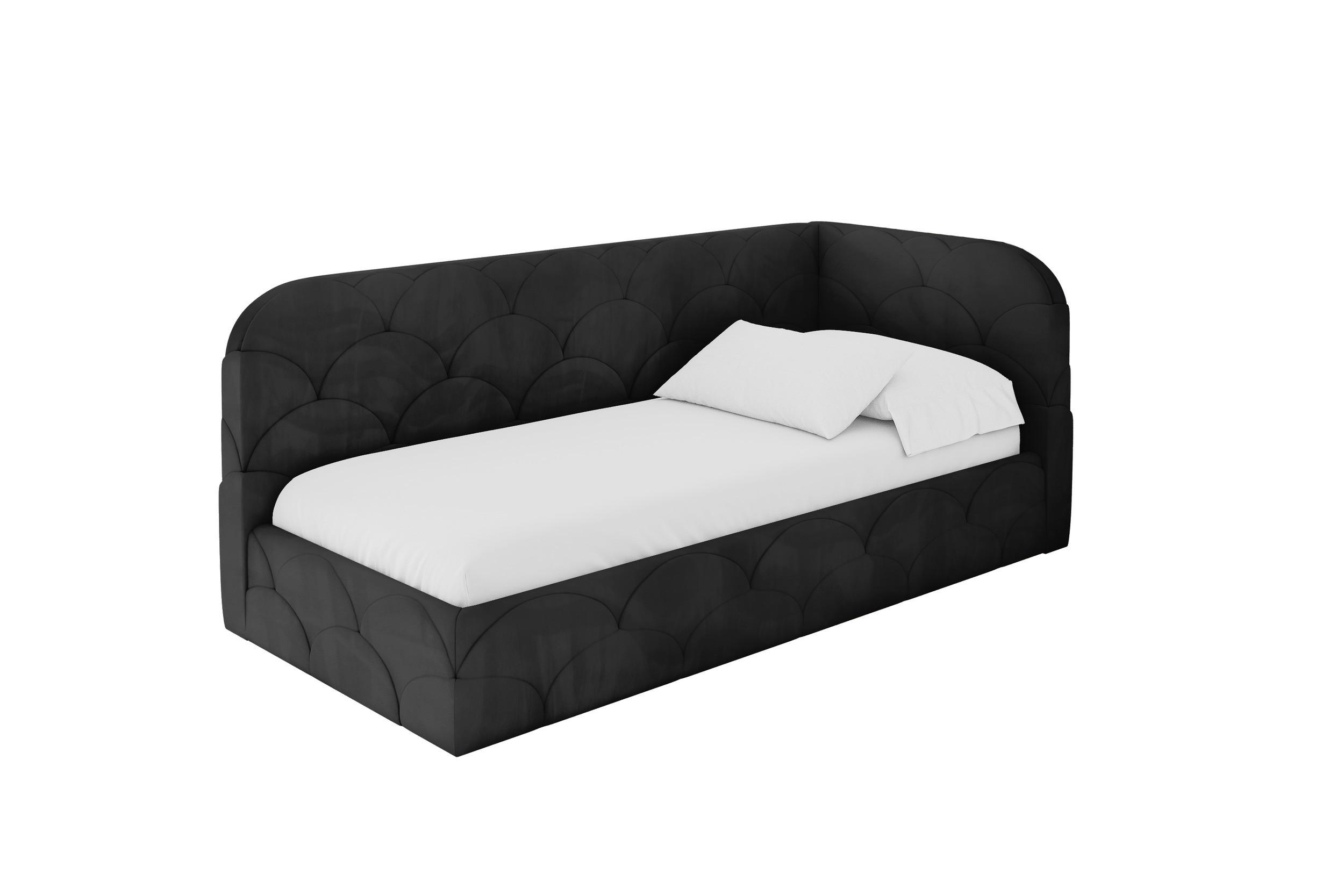 EINZELLBETT Jugendbett mit Bettkasten, Links - ELRY 100x200 Schwarz - Schwarz, Holzwerkstoff/Textil (100/200cm) - ALTDECOR
