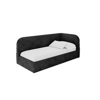EINZELLBETT Jugendbett mit Bettkasten, Links - ELRY 80x200 Schwarz - Schwarz, Holzwerkstoff/Textil (80/200cm) - ALTDECOR