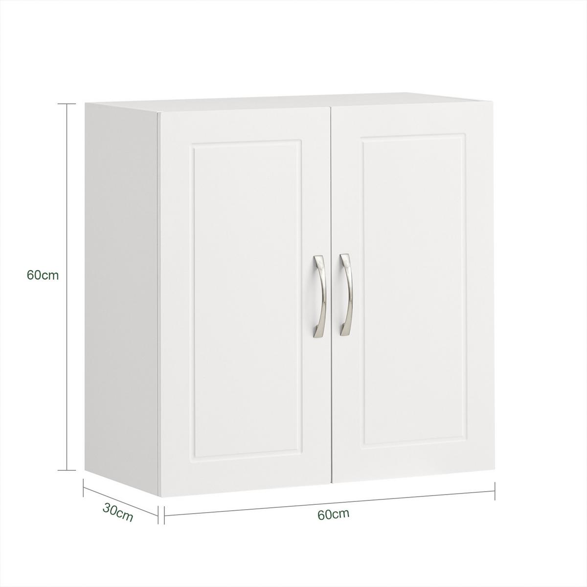 HÄNGESCHRANK mit Verstellbarem Regal, 60x60x30cm, Weiß - Weiß, Holzwerkstoff (60/60/30cm) - SoBuy