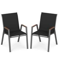 GARTENSTÜHLE stapelbar schwarz (2er-Set) - Schwarz, Metall (66/88/56cm) - COSTWAY