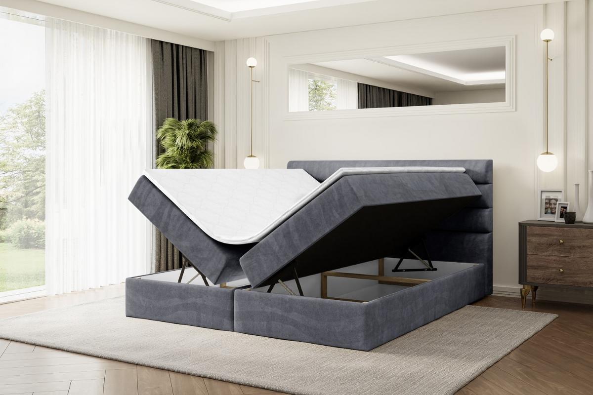 BOXBETT mit Matratze H4 und Lattenrost - CELESTIA - 120x200 cm - H4 - Dunkelgrau - Dunkelgrau, Holzwerkstoff (120/200cm) - ALTDECOR