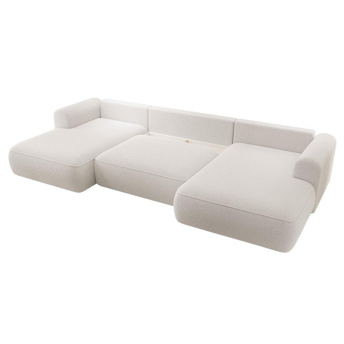 ECKSOFA Ovo Creme Bouclé - Creme/Schwarz, Kunststoff/Textil (380/95/167cm) - Selsey