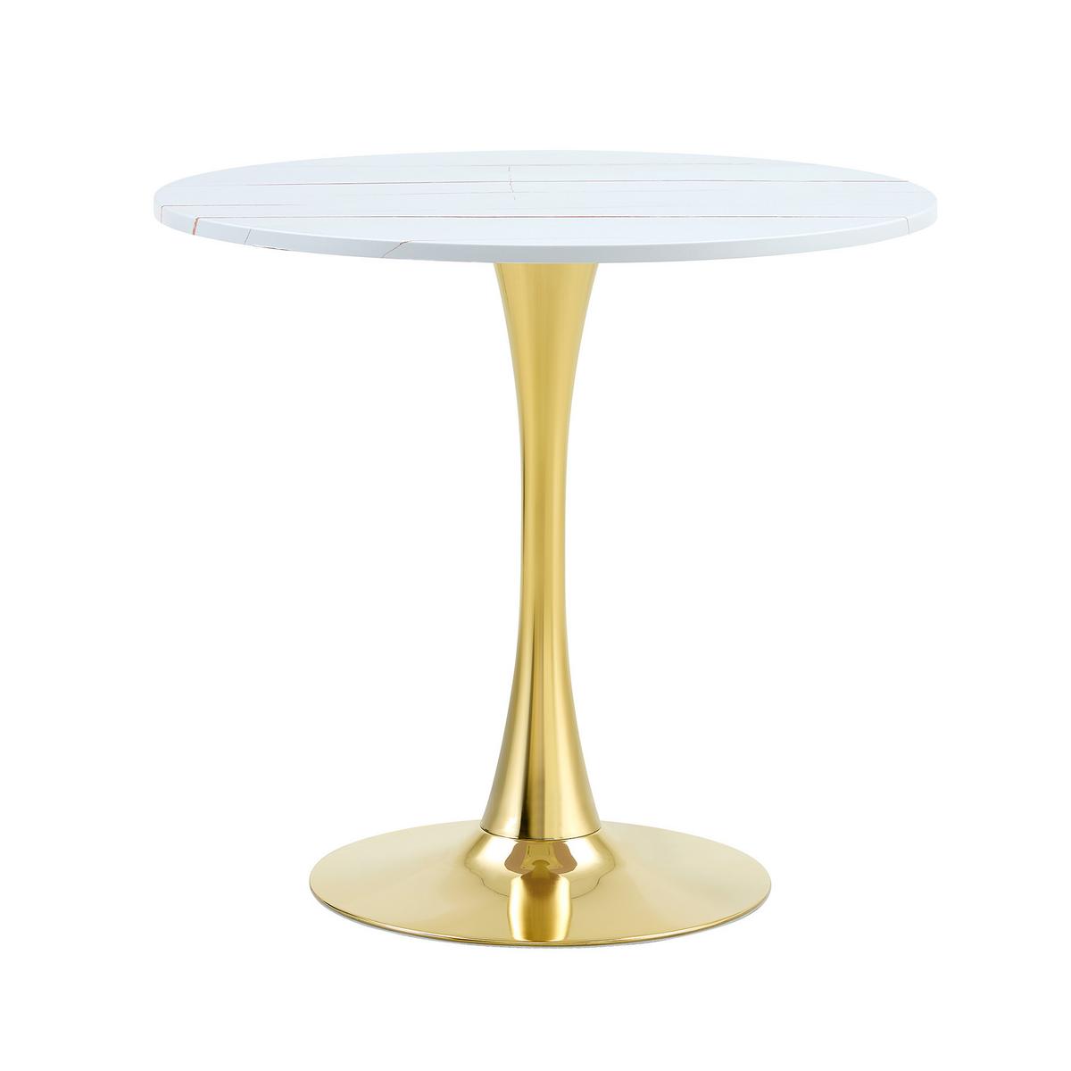 ESSTISCH Rund 80cm Tulpen-Design Weiß Moderner Beistelltisch Metallfuß - Weiß, Holzwerkstoff/Metall (80/80/76cm) - Urban Meuble