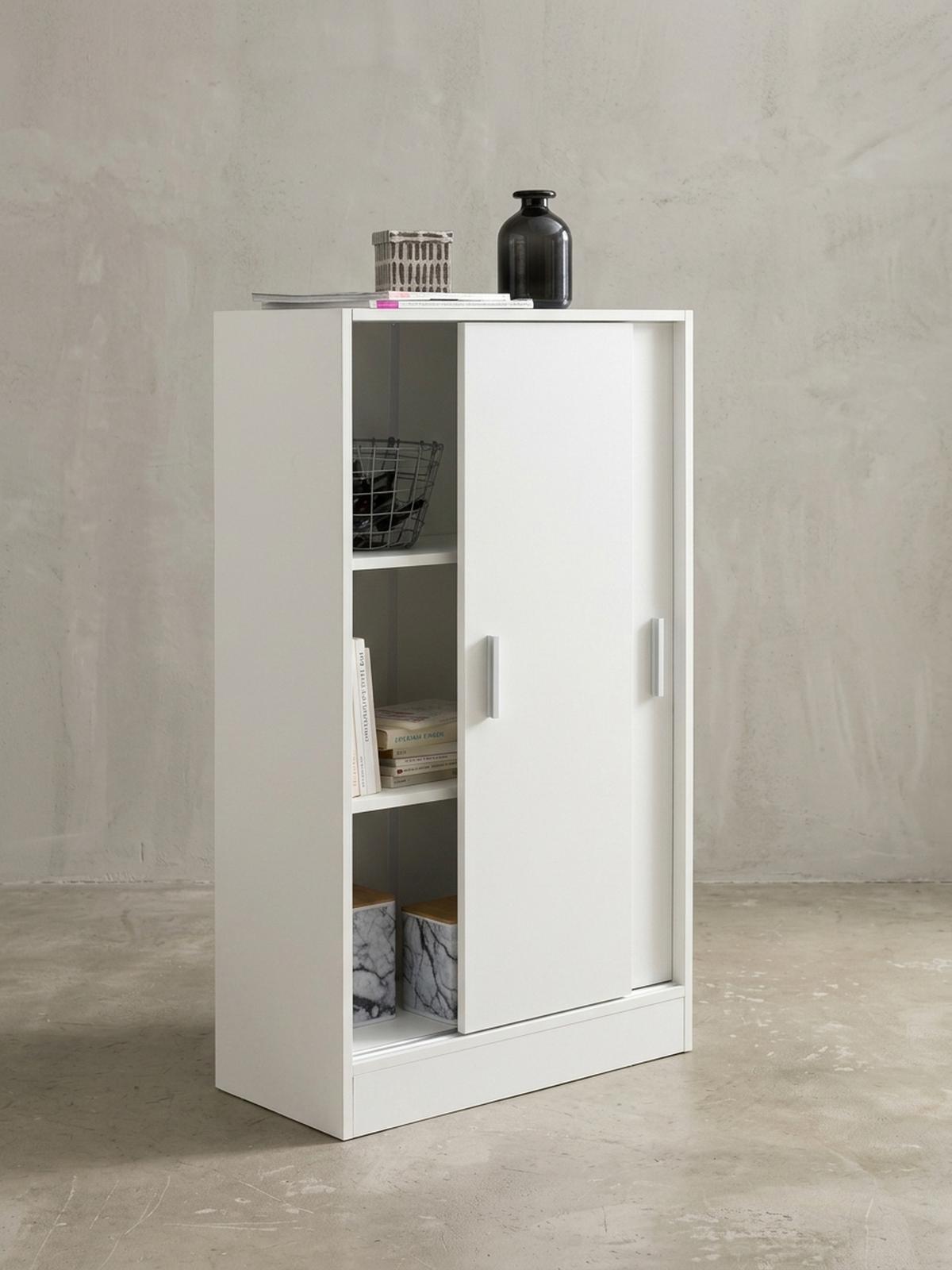 AKTENSCHRANK – Holz, Weiß, 60x107,5x28,5 cm, wasserabweisend & kratzfest, modern - Weiß, Holz/Metall (60/108/29cm) - KADIMA DESIGN