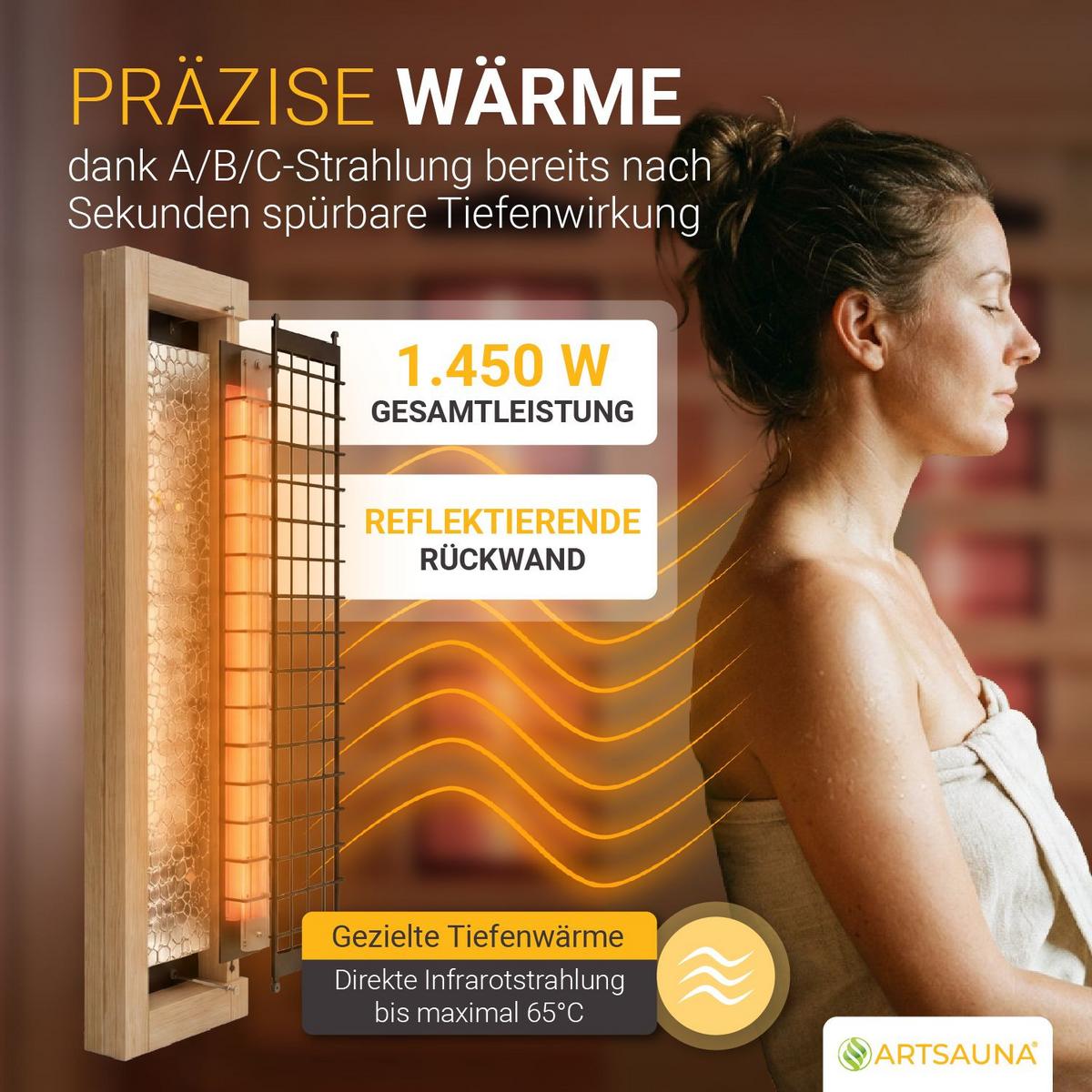 INFRAROTKABINE Göteborg mit Vollspektrumstrahlern - Naturfarben, Holz (90/190/90cm) - Artsauna