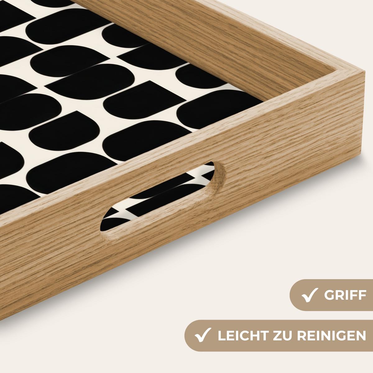 TABLETT Modern - Gemustert - Schwarz 50x35 cm - Schwarz, Holz (50/5/5cm) - OnlyWow
