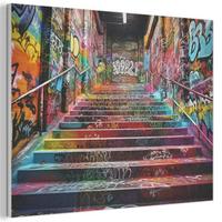 AKUSTIKBILD Treppe - Graffiti - Farben - Kunst Wanddeko 70x50 cm - Multicolor, Kunststoff (70/50/0.9cm) - MuchoWow