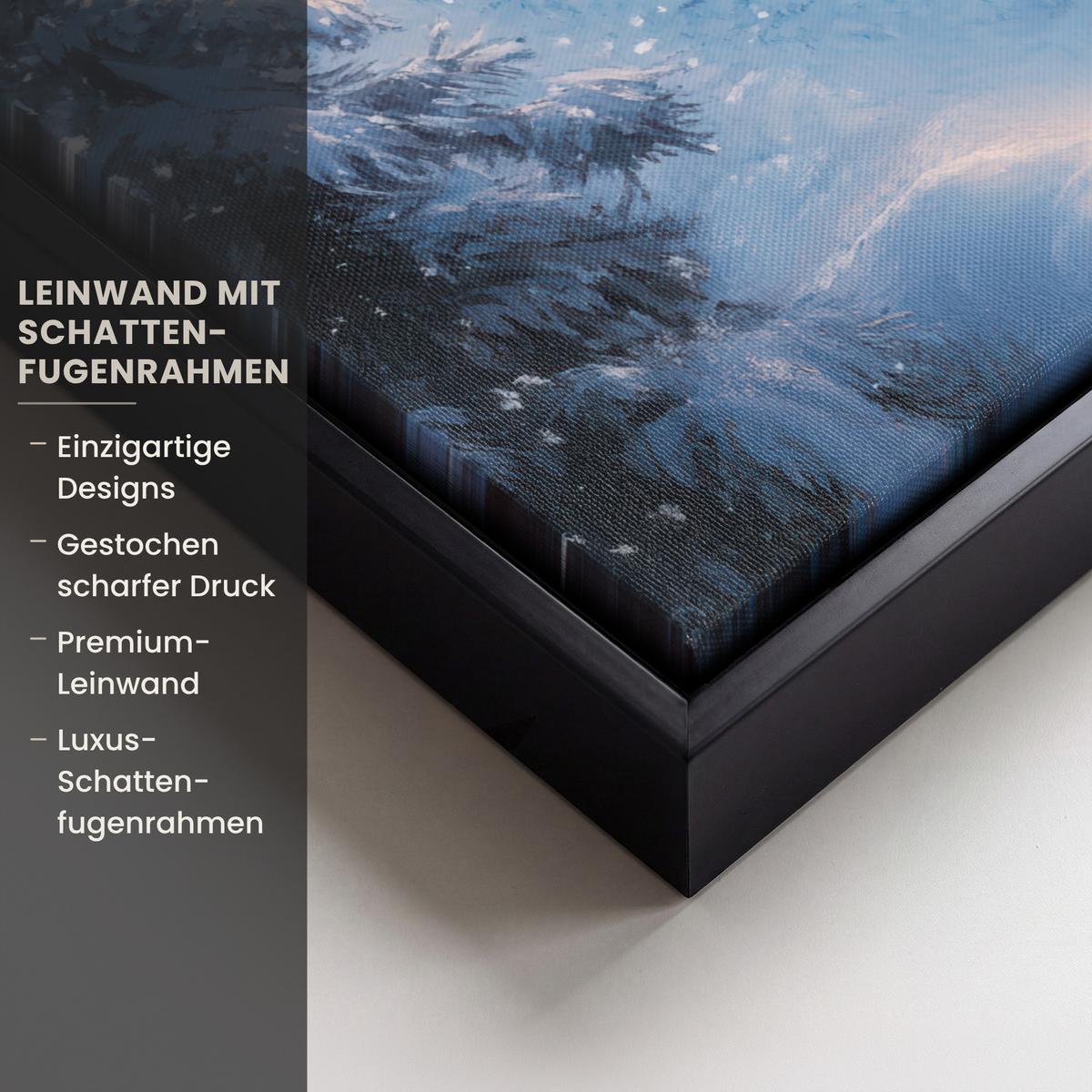 LEINWAND Bilder mit Rahmen - Weihnachtszug - Schnee - Winter - Weihnachten - 30x40 - Dunkelrot, Textil (30/40cm) - MuchoWow