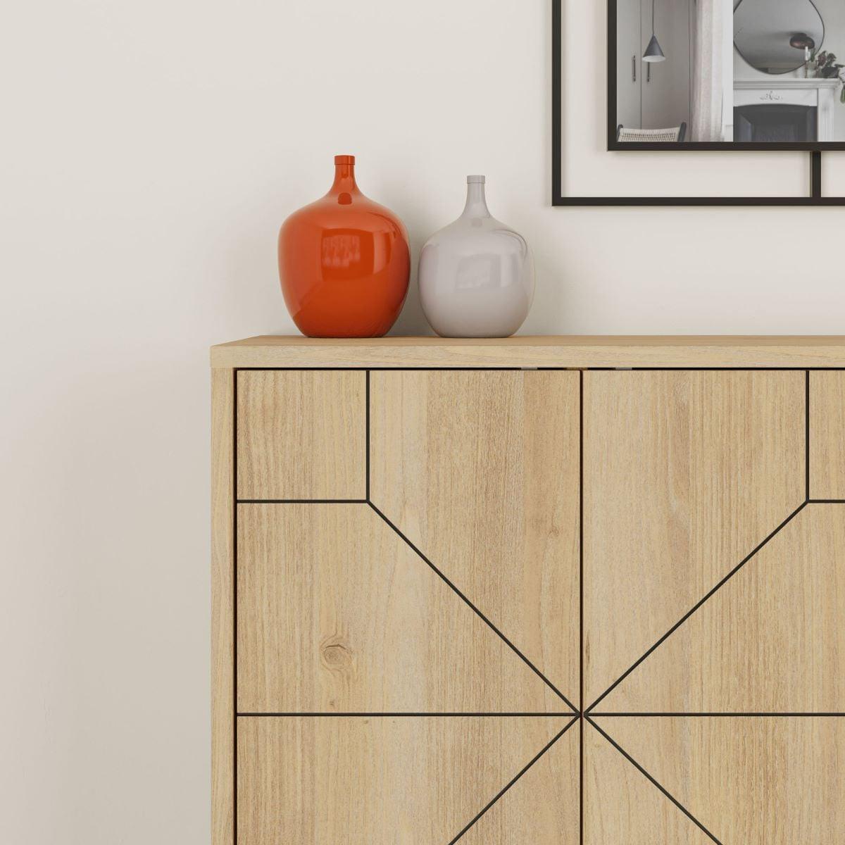 SIDEBOARD mit 4 Türen und dekorierten Türen L123 cm - Dune - Eichefarben, Holzwerkstoff (35/62.4/16cm) - Calicosy