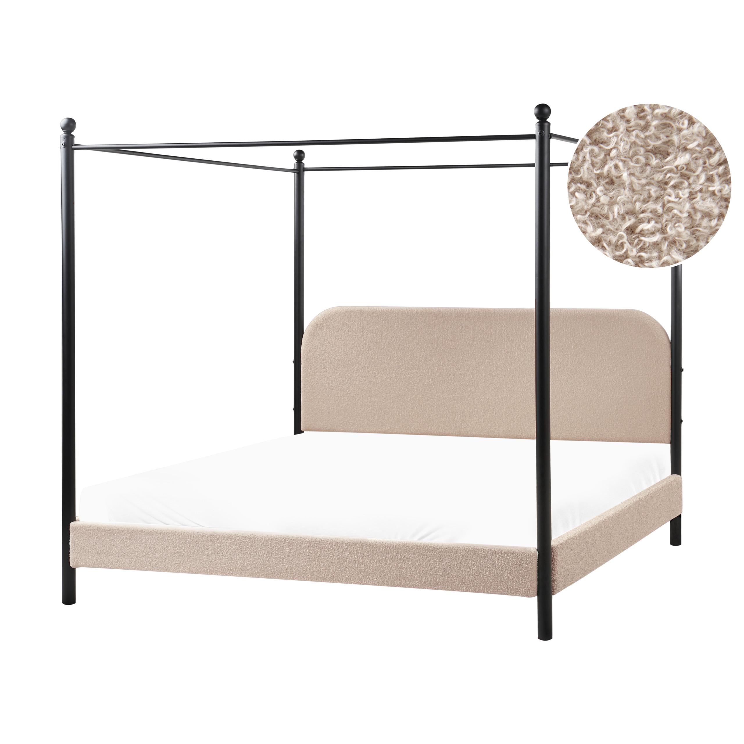 HIMMELBETT 180x200 cm Beige Dannemois - Taupe, Textil (180/200cm) - Beliani