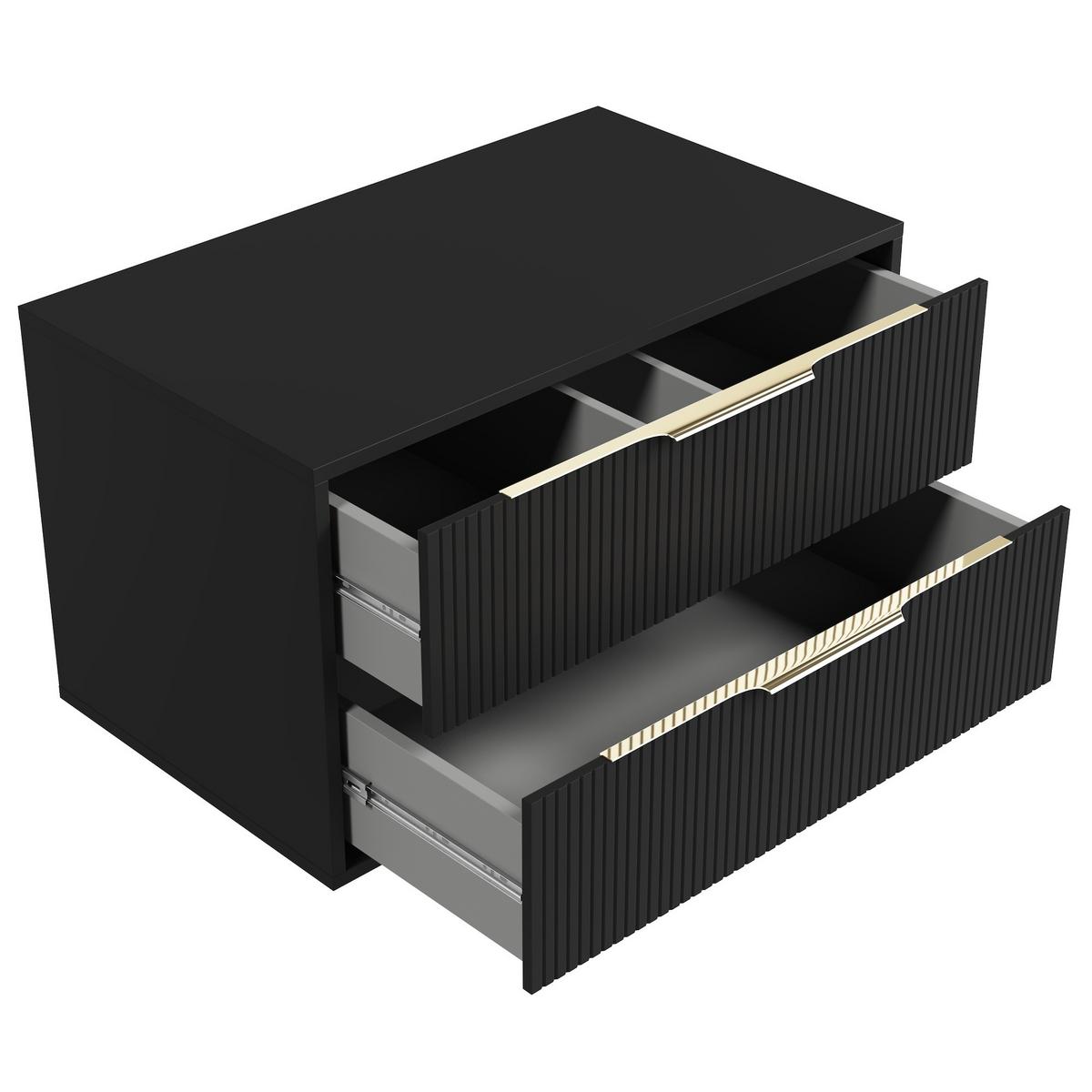 WASCHBECKENUNTERSCHRANK Rimini 2 Schubladen Schwarz Matt - 80 x 46 x 46 cm - Schwarz, Holz (80/46/46cm) - Badplaats