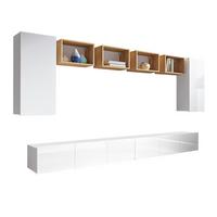WOHNWAND Kossana 35 Modern Goldene Eiche/Weiß 300/154/43 cm TV Möbel - Weiß, Holzwerkstoff/Kunststoff (300/158/43cm) - AX Living
