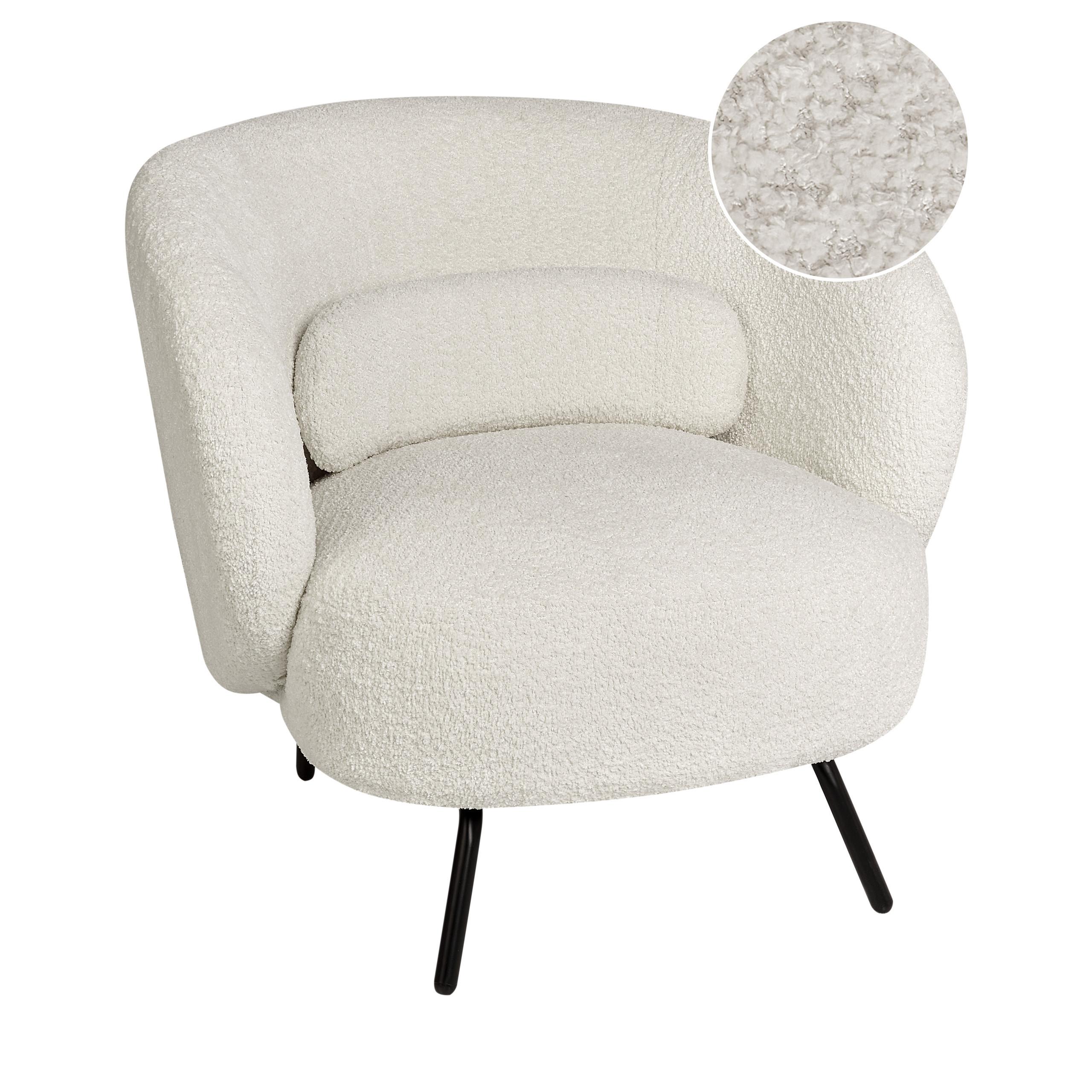 SESSEL Bouclé Cremeweiß Makela - Schwarz/Weiß, Textil (75/72/74cm) - Beliani