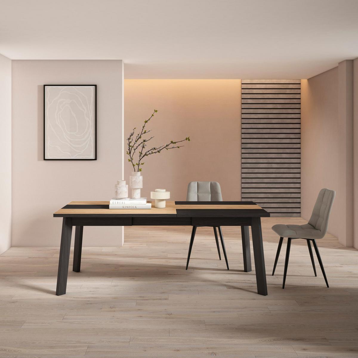 ESSTISCH für 10 Gäste, eiche, schwarz, 194/90/75cm - Eichefarben/Multicolor, Holzwerkstoff (90/194/75cm) - Skraut Home